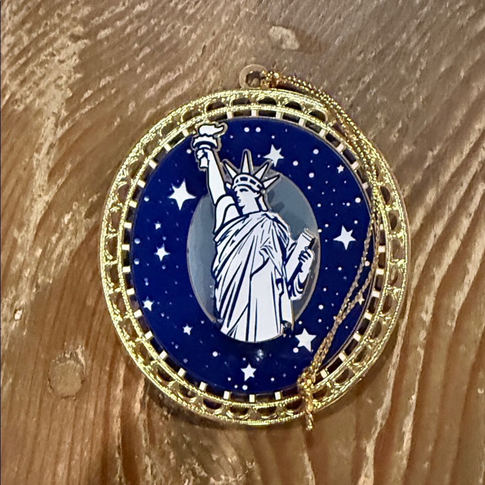 Statue of Liberty Blue and Gold Metal Ornament